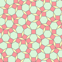 A tessellation tiling includes square, rhombus and hexagon