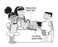 Kids measuring heart rate