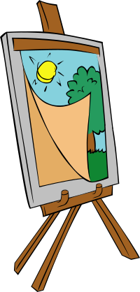 Easel with kids painting