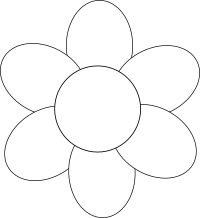 Flower six petals black outline