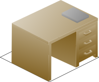 Isometric Desk Left Front view with book