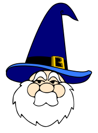 Wizard in blue hat