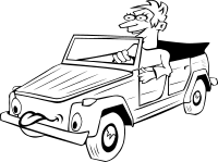 Boy Driving Car Cartoon