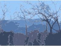 Some trees and some mountains