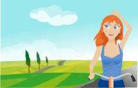 girl cycling in spring