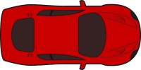 Red racing car top view
