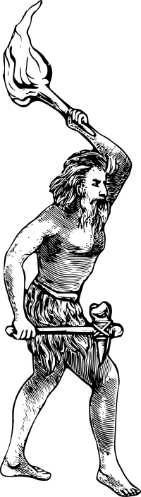 Caveman with Axe and Torch