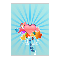Hearts with Blue Rays