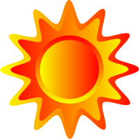 Red, orange and yellow sun