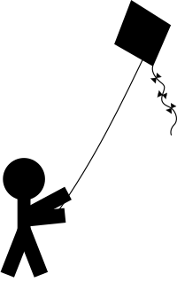 Child with a kite silhouette