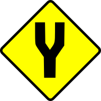 caution-fork in road