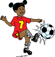 girl playing soccer