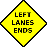 caution-left lane ends