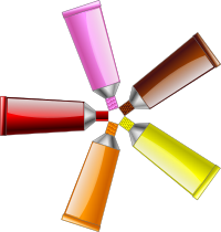 Color tube Red Yellow Brown Orange Pink