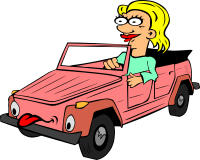 Girl Driving Car Cartoon