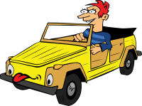 Boy Driving Car Cartoon