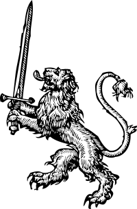 lion with sword