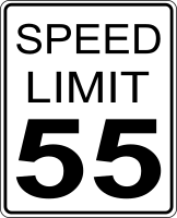 CA speed limit 55 roadsign
