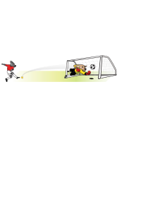 Soccer dog striker kicking at goal