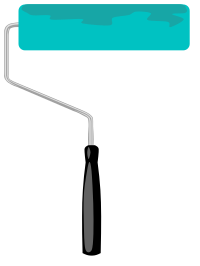 Paint roller, border, and banner