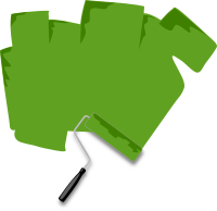 Paint roller, border, and banner