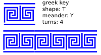 greek key T shape/4 turns/meander/lines