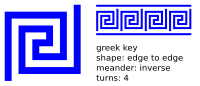 edge to edge 4 turns greek key, inverse meandre, with lines