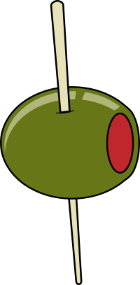 green olive on a toothpick