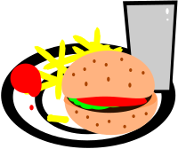 burger and chips
