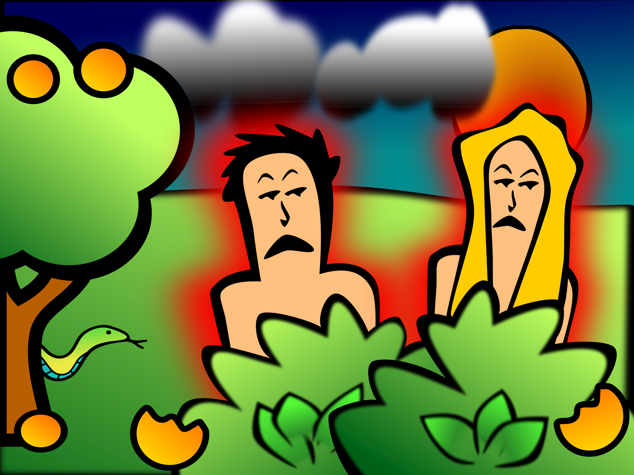 Clipart - Adam & Eve Sad