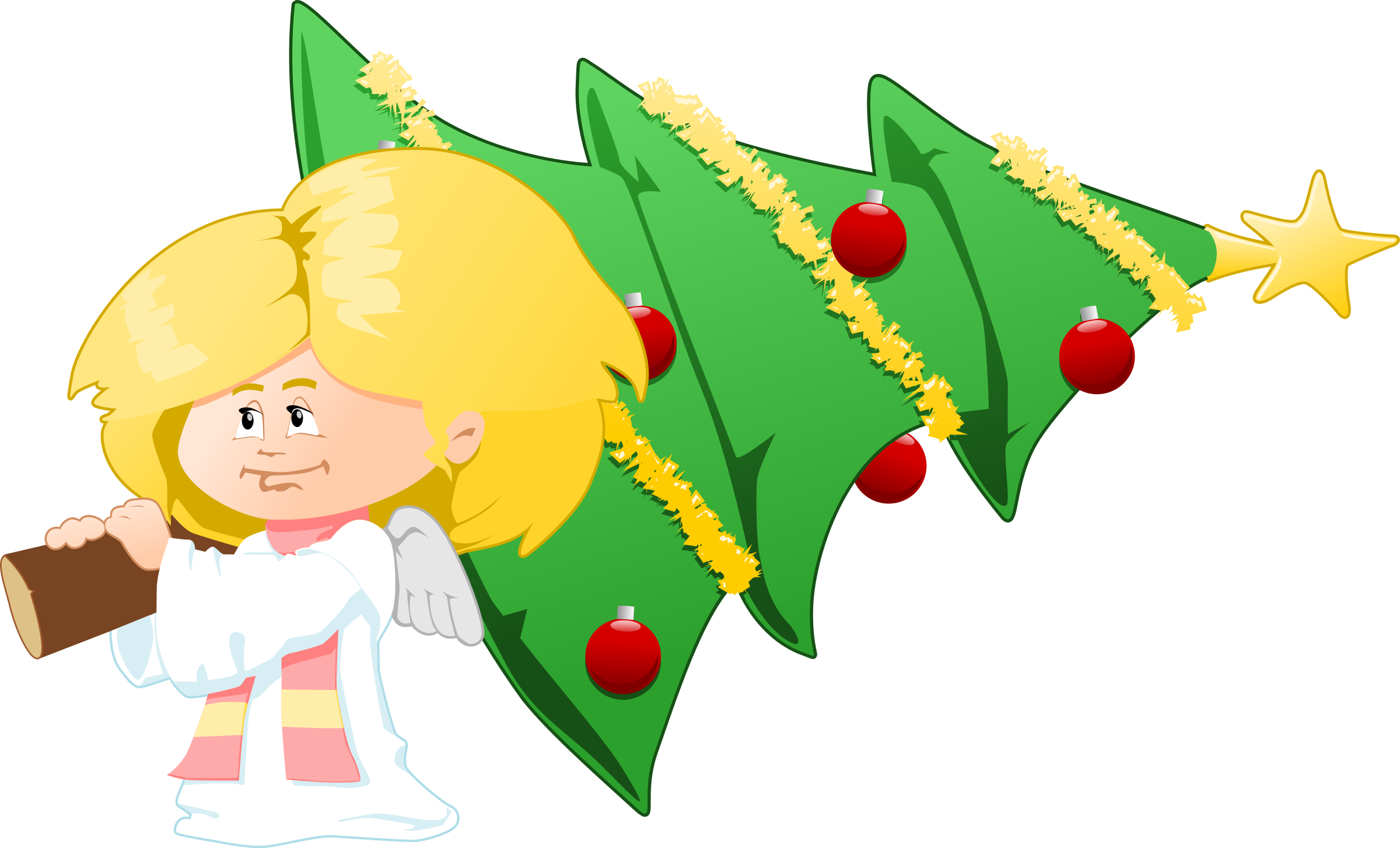 Clipart - christmas tree carrying angel