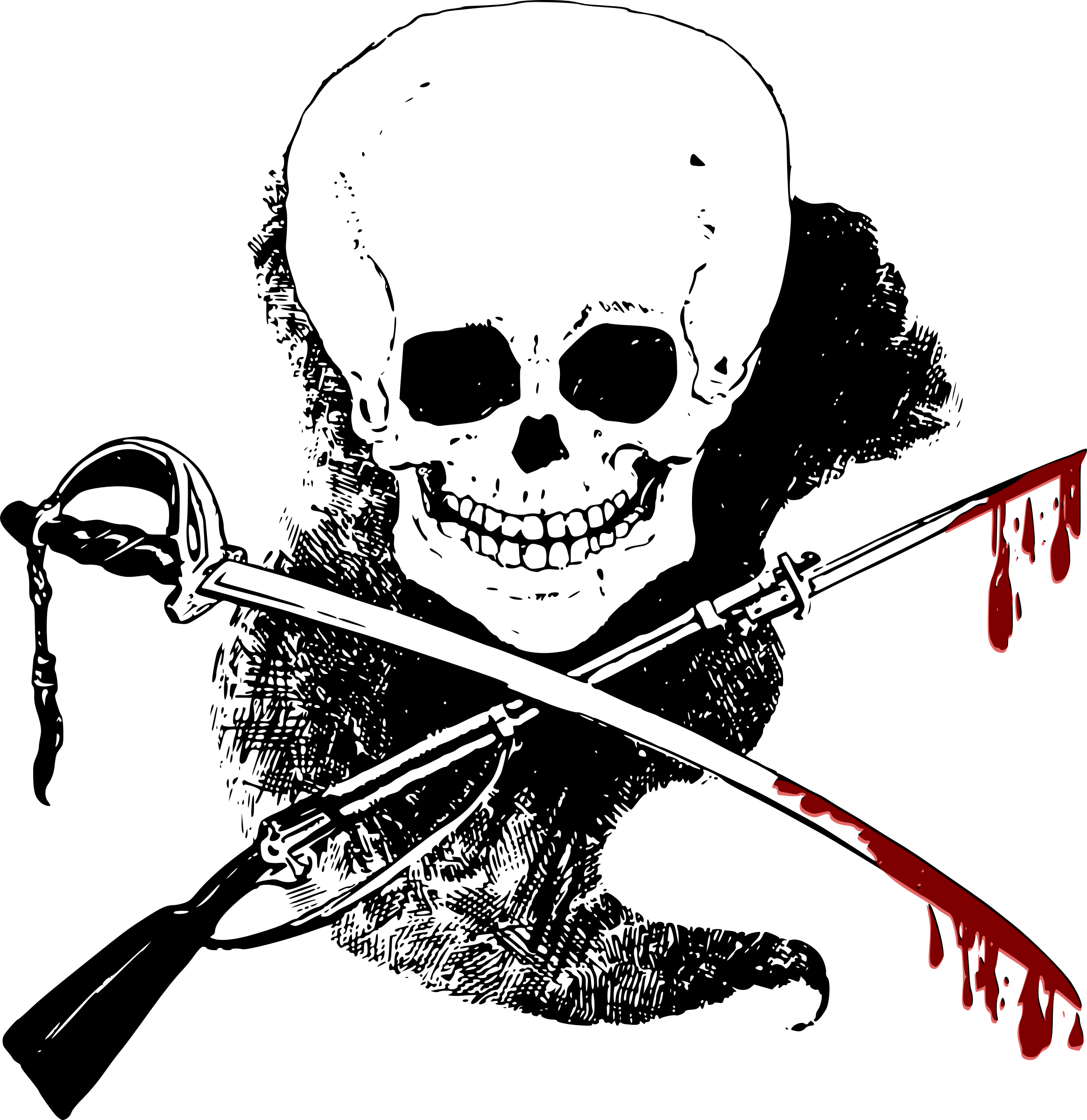 clipart skull gun sword and blood