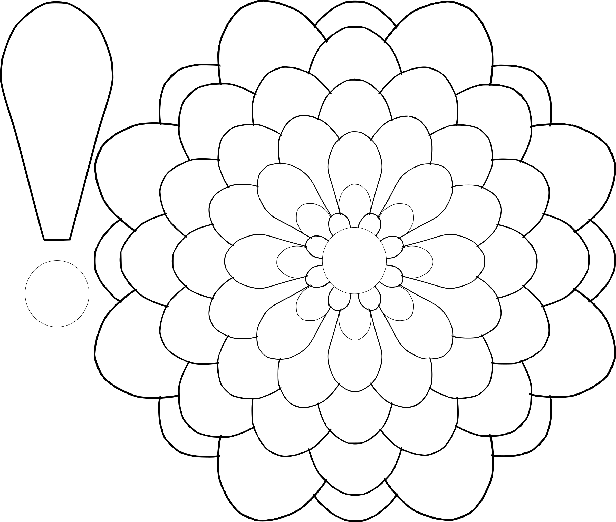 Free flower 6 large petals coloring pages