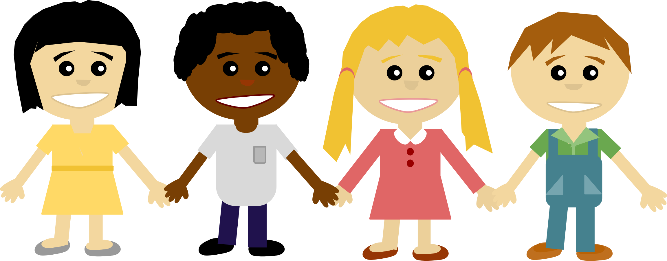 Children holding hands by Carlene