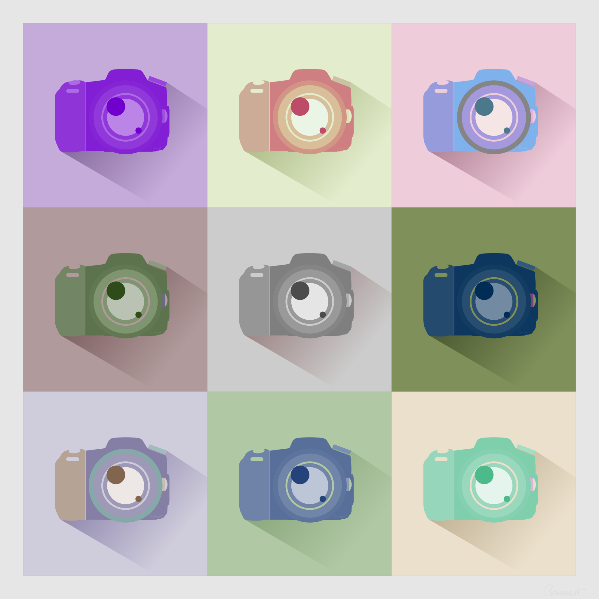 SLR Digital Camera Icons Inverted Color Study by barrettward SLR Digital Camera Icons Inverted Color Study