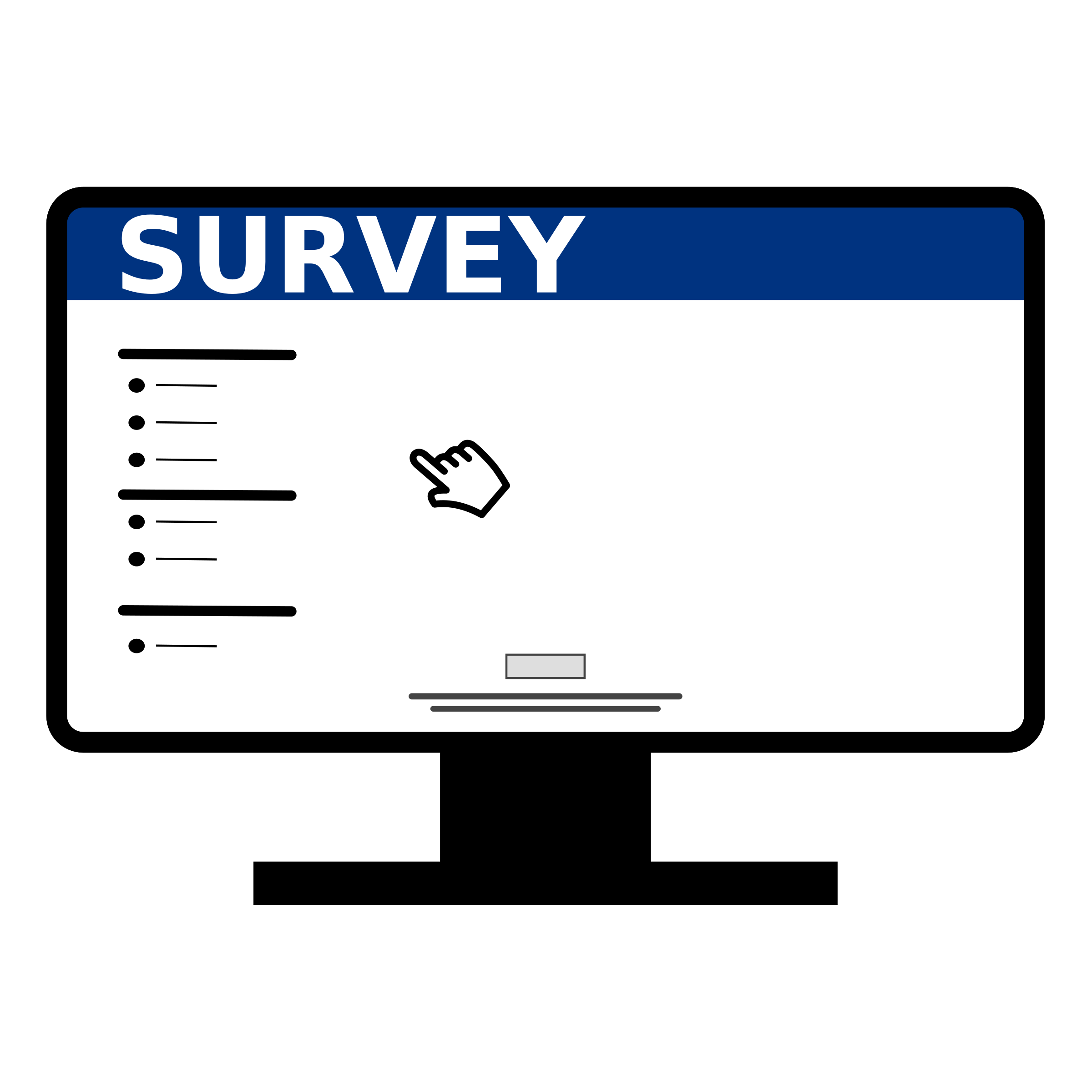 monitor showing a sample survey
