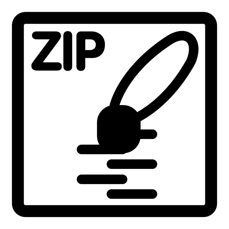 Zip Log Button Clipart - mono zip