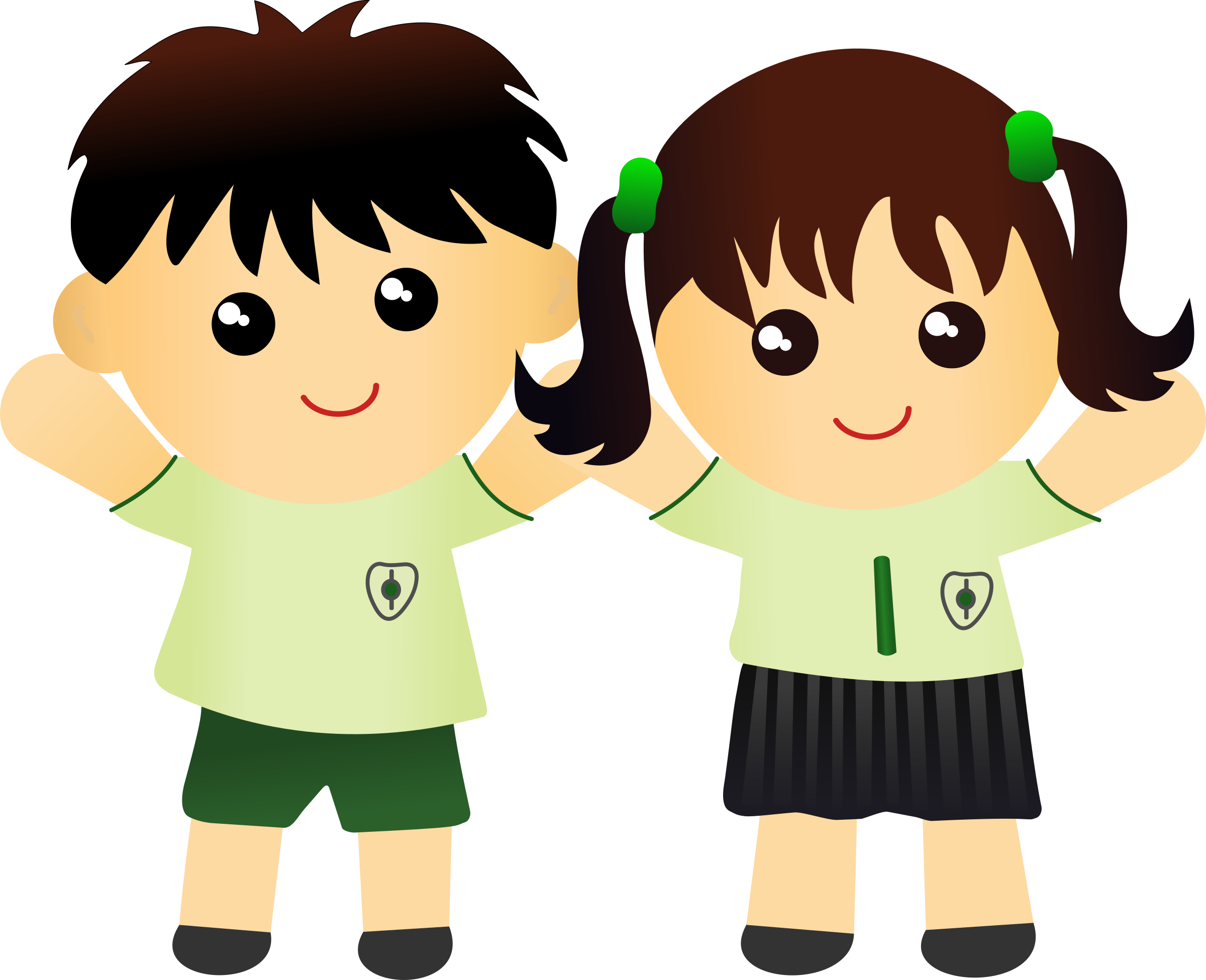 Clipart Two Kids In School Uniform