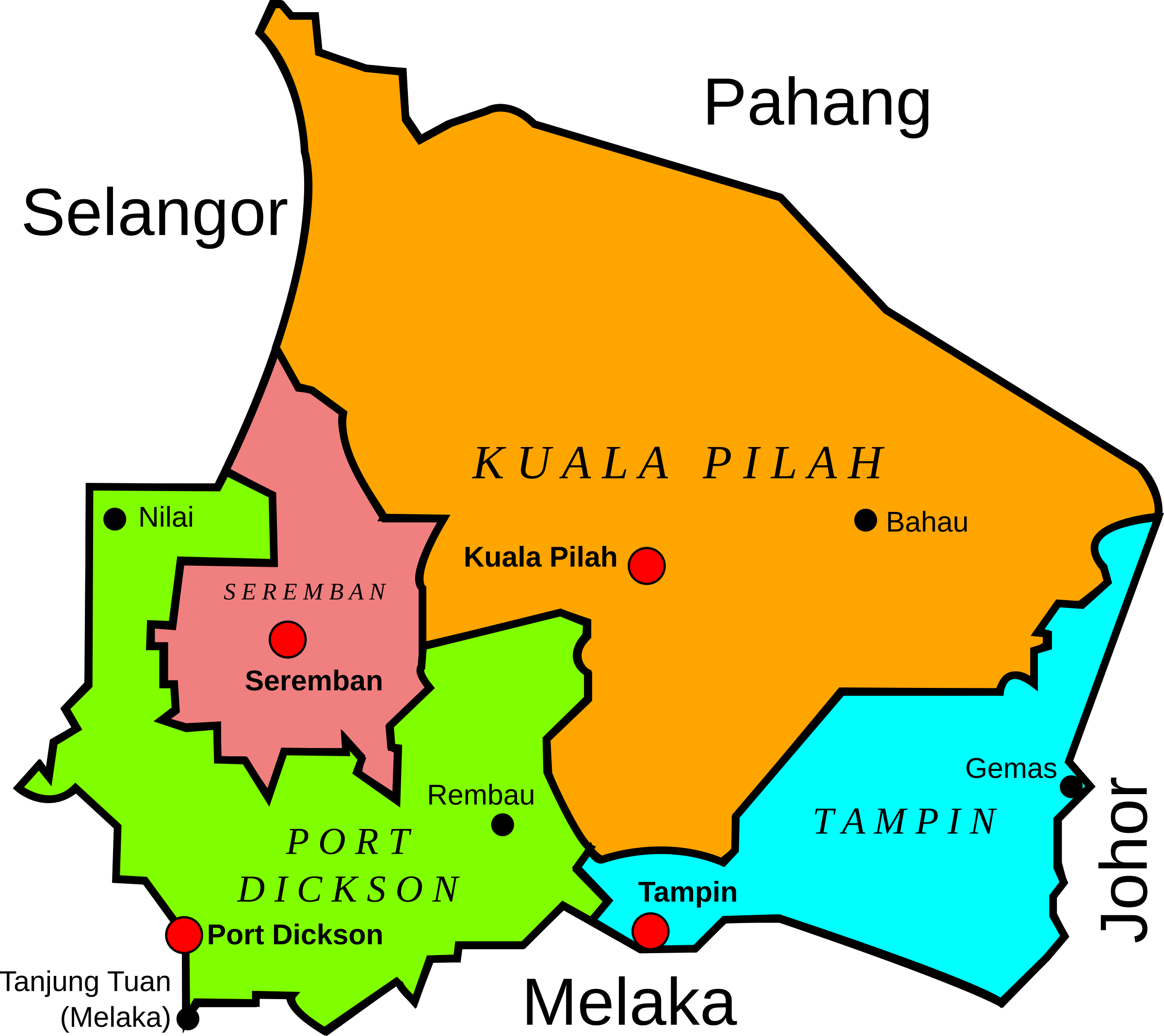 Clipart  Map of Negeri Sembilan, Malaysia
