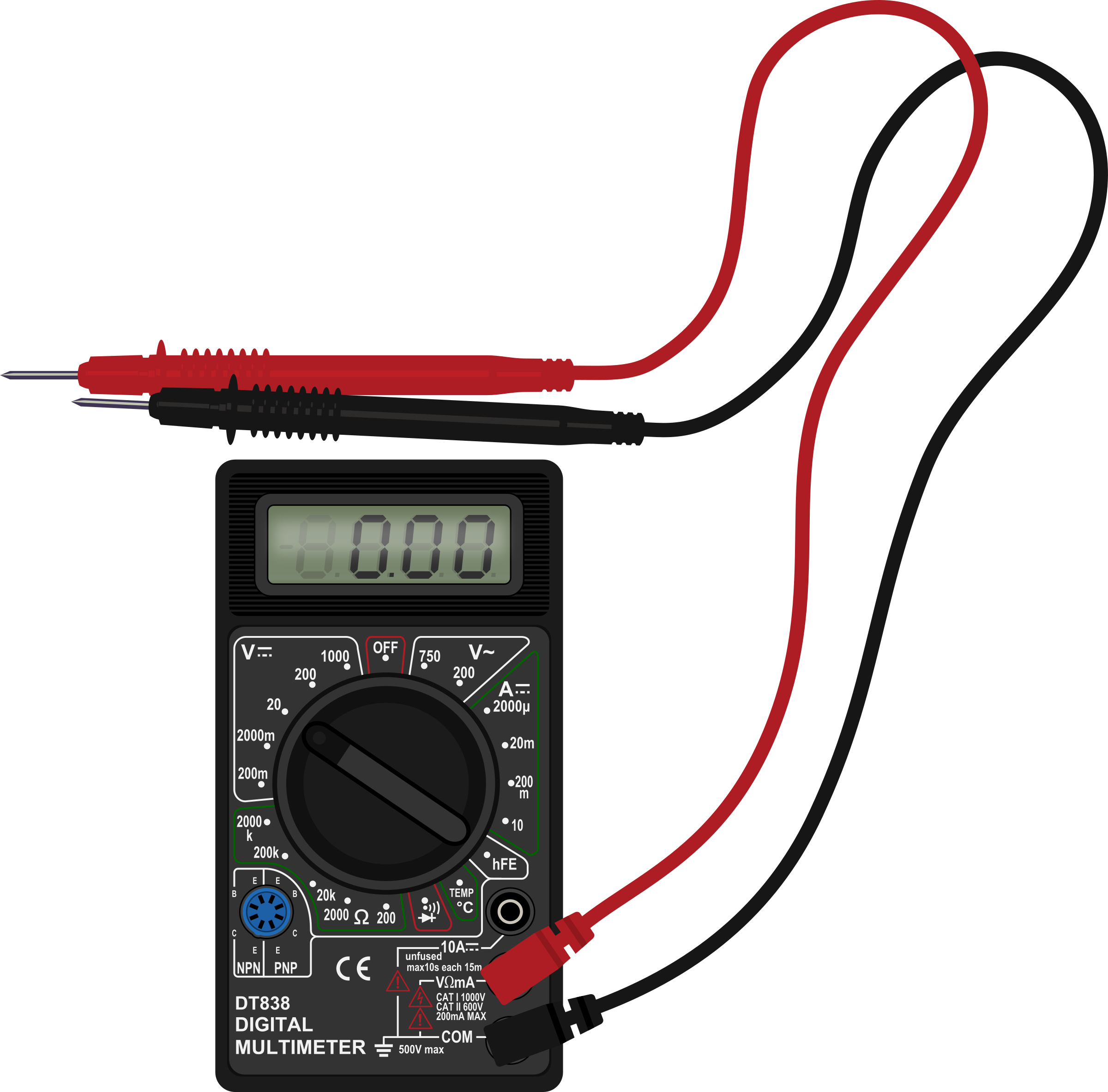 Clipart - Multimeter with test leads