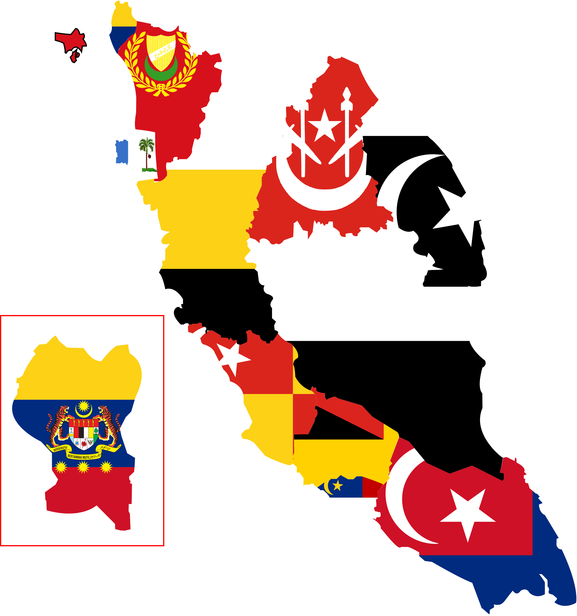 Clipart  Flagmap of Peninsular Malaysia