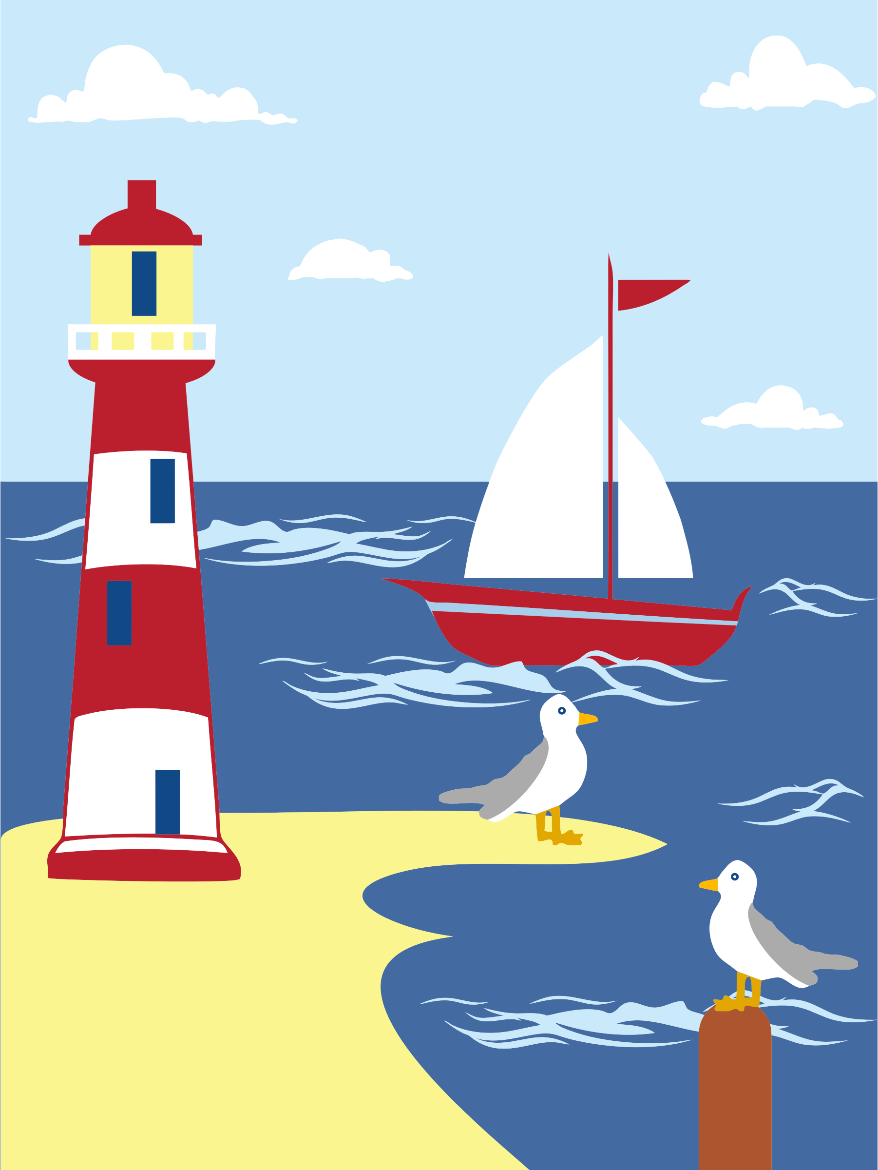Clipart - Lighthouse Seaside Scene