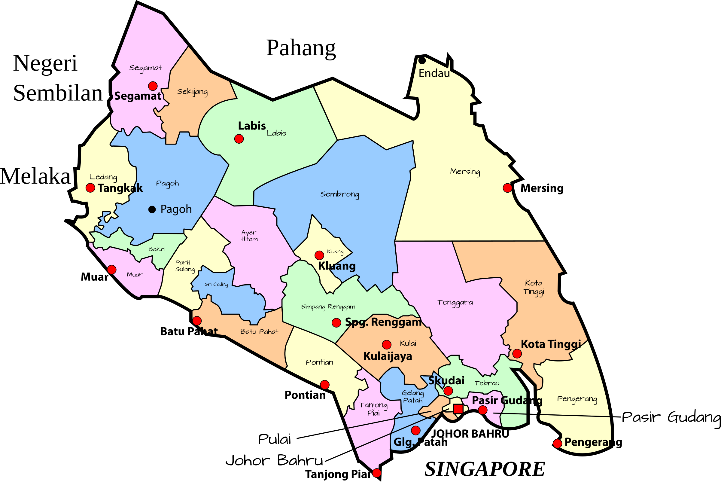 Johor Map By District City Square Johor Bahru District Both Malay