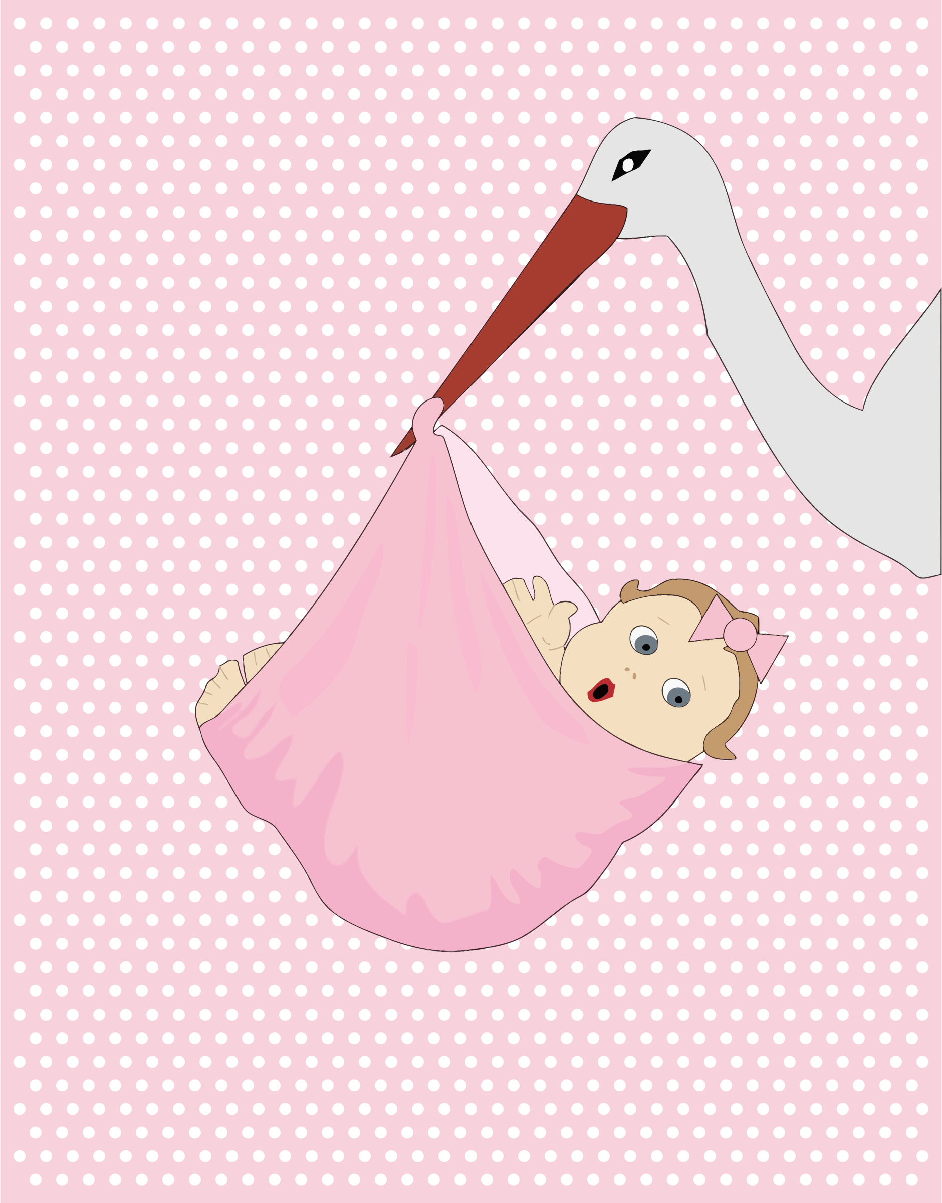 clipart stork with baby girl - photo #36