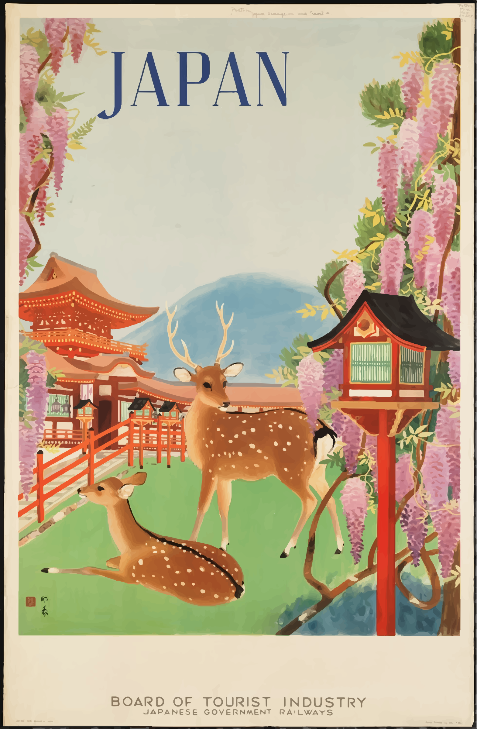 Clipart - Vintage Travel Poster 1930s Japan