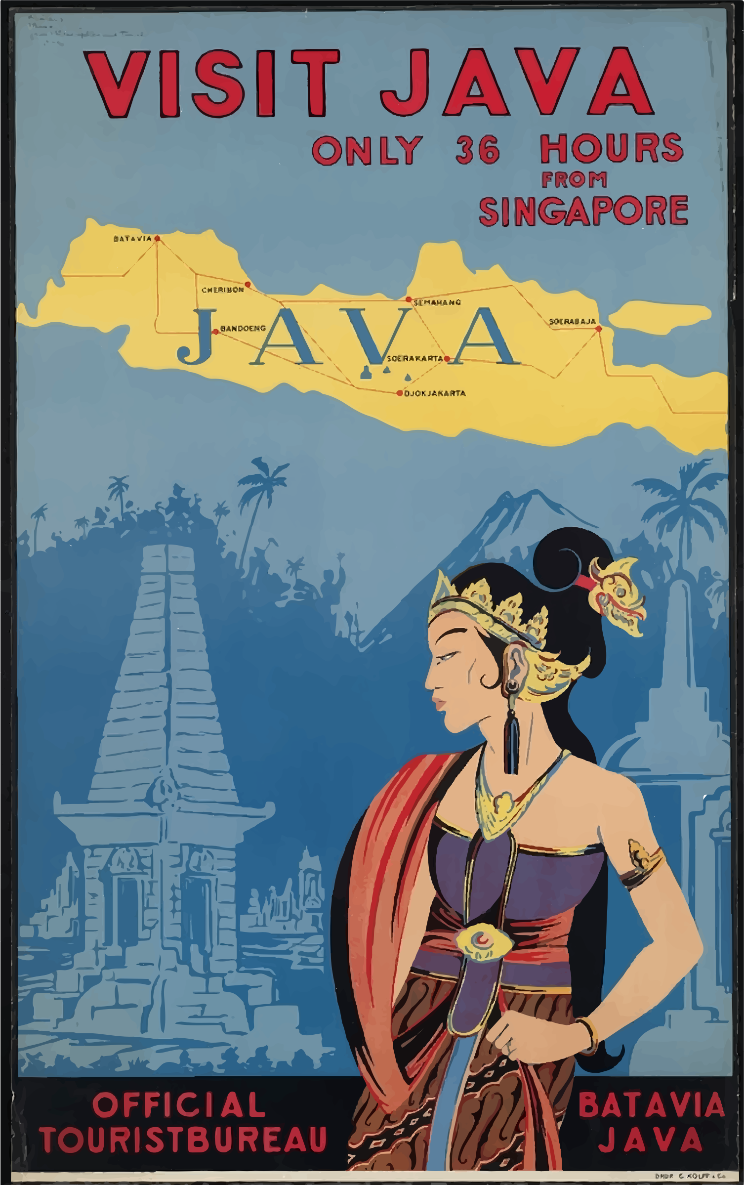 Clipart  Vintage Travel Poster Java Indonesia