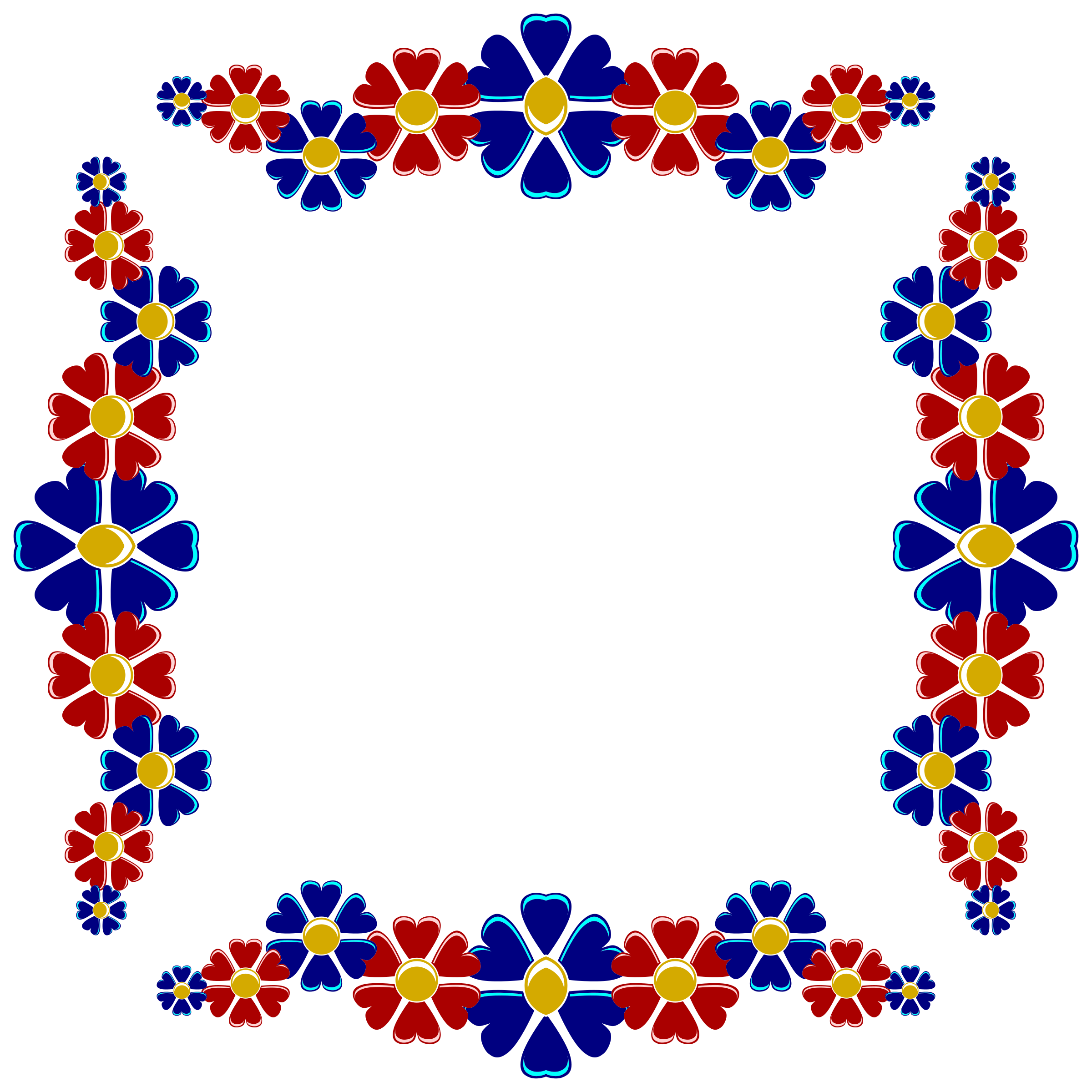 Clipart Red And Blue Floral Frame