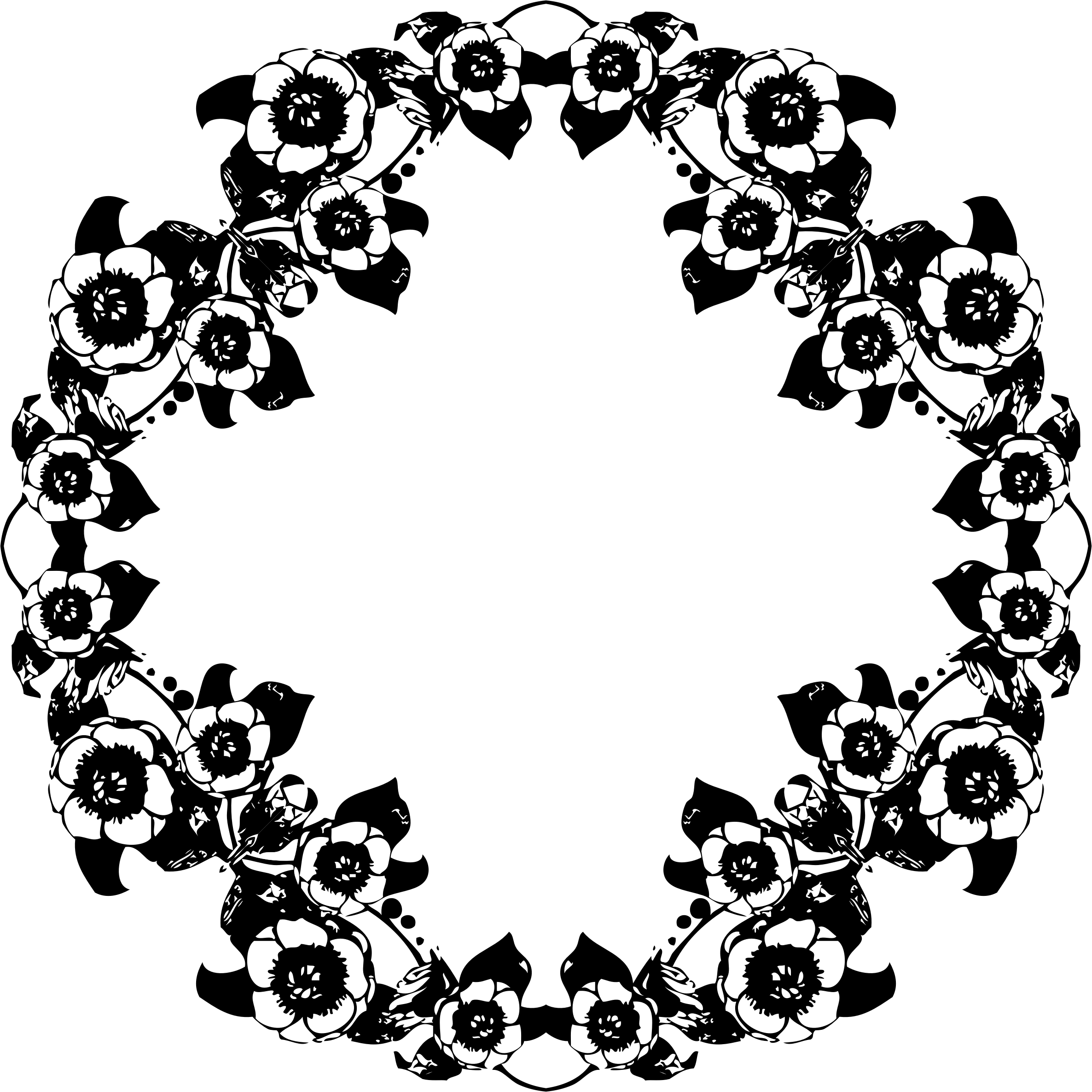 Clipart - Vintage Black And White Floral Design