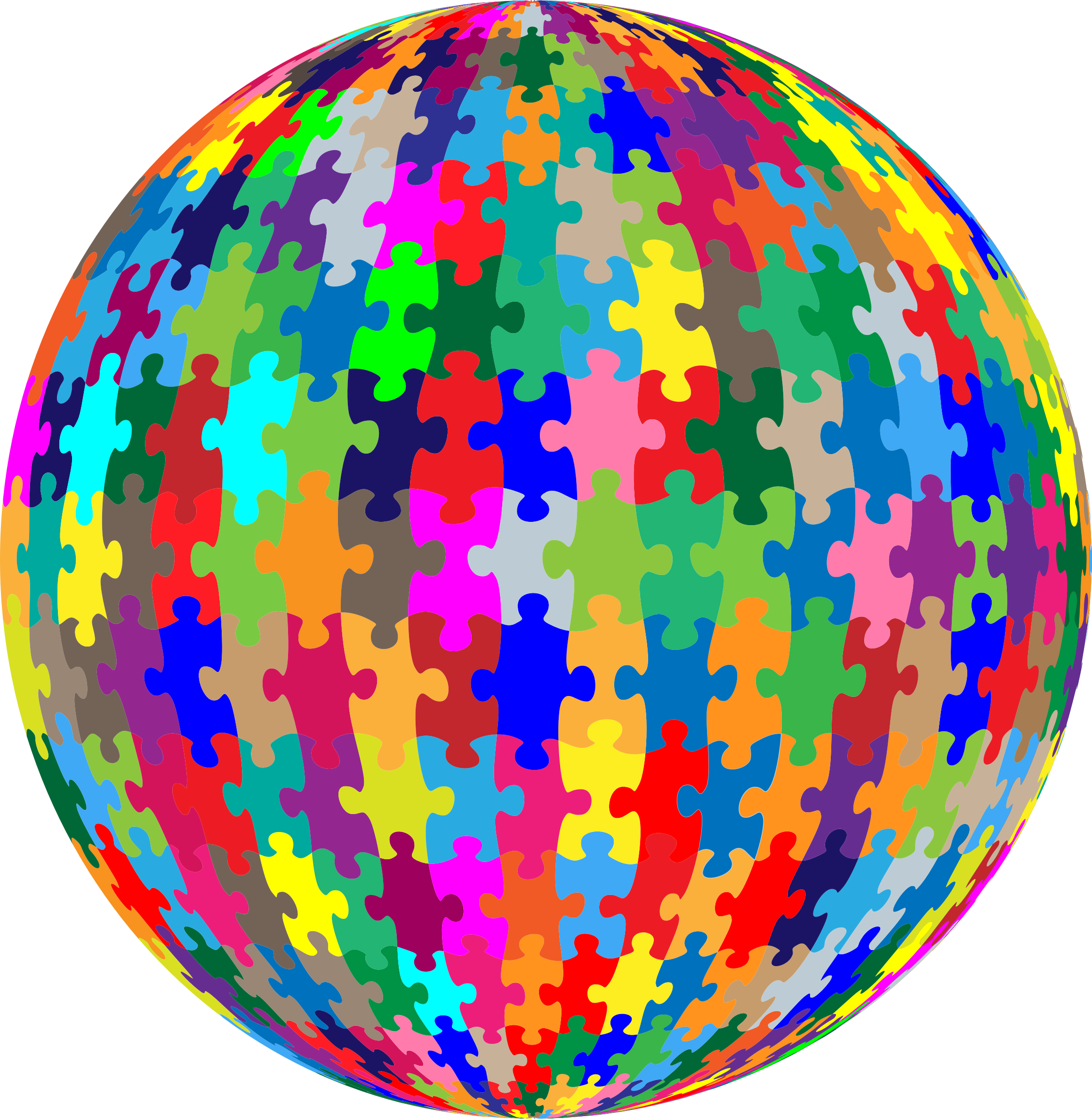 Clipart Multicolored Jigsaw Puzzle Pieces Sphere No Strokes