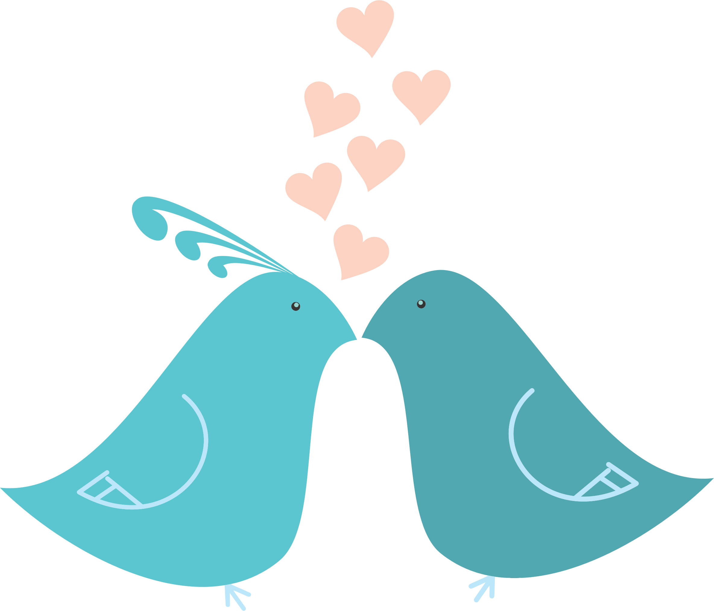 Download Clipart - Flat Shaded Love Birds